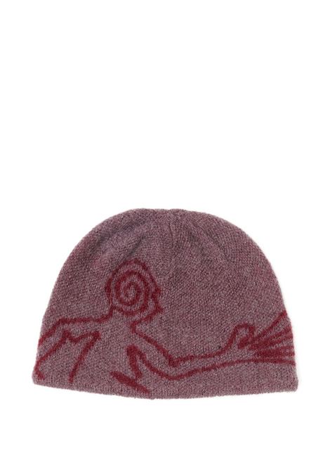 mascot mohair mixed knit beanie man brown HIKING PATROL | AW25303MAROON